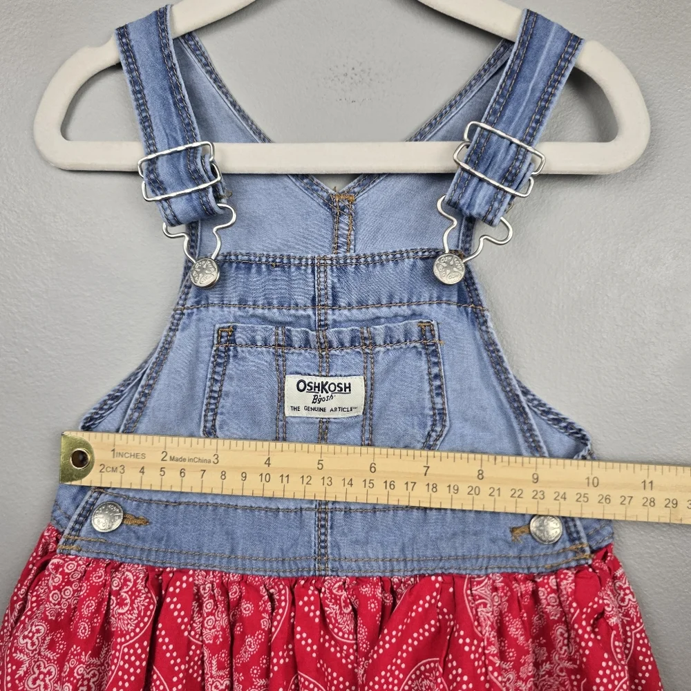 OshKosh B'gosh‎ Baby Overall Dress Denim Red Paisley Bandana Skirt Toddler 18M